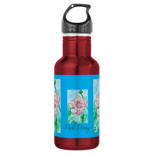 Roze Pioen Waterfles (Voorkant)