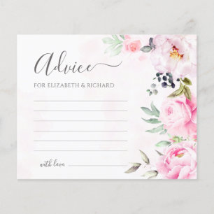 Roze pioen Waterverf Bloemen Trouwadvies Kaart