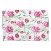 Roze Pioen: Waterverf bloemmotief Kussensloop (Voorkant)