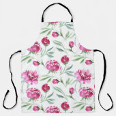 Roze Pioen: Waterverf bloemmotief Schort (Voorkant)