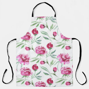 Roze Pioen: Waterverf bloemmotief Schort