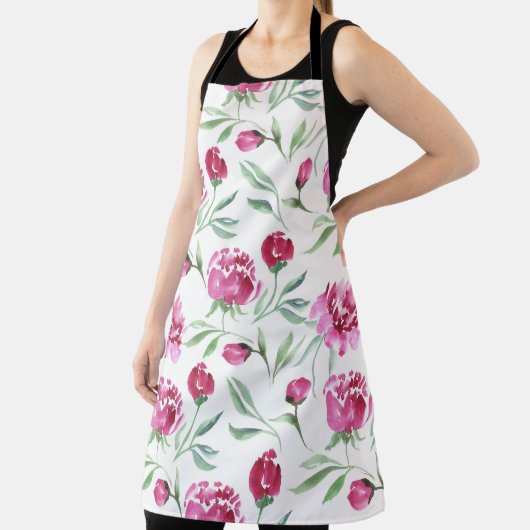 Roze Pioen: Waterverf bloemmotief Schort (Insitu)