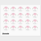 Roze Pioen Waterverf Bruidsdouche Ronde Sticker (Vel)
