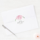 Roze Pioen Waterverf Bruidsdouche Ronde Sticker (Envelop)