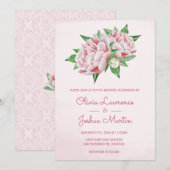 Roze Pioen Waterverf bruiloft uitnodigingen (Voorkant / Achterkant)