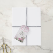 Roze Pioen Waterverf Bruiloftsontbijt Cadeaulabel (Met Touw)