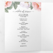 Roze Pioen Waterverf Floral Memorial Begrafenis Drieluik Programma (Binnenzijde eerst)