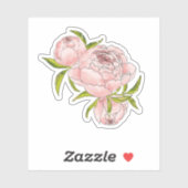 Roze pioen Waterverf handgetekende illustratie Sticker (Vel)