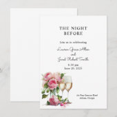 Roze Pioen Waterverf repetitie diner Kaart (Voorkant / Achterkant)