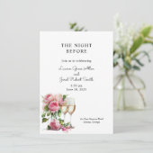 Roze Pioen Waterverf repetitie diner Kaart (Staand voorkant)