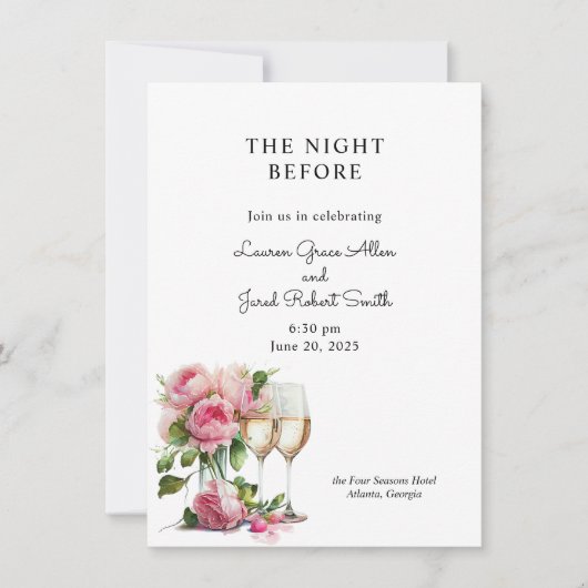 Roze Pioen Waterverf repetitie diner Kaart (Voorkant)