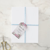 Roze Pioen Waterverf Trouw   Cadeaulabel (Met Touw)
