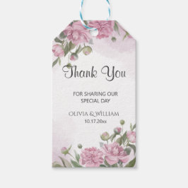 Roze Pioen Waterverf Trouw   Cadeaulabel