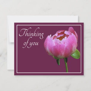 Roze Pioen Wijnkleurige Achtergrond Denk Aan Jou Briefkaart