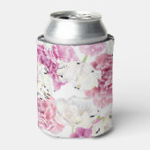 Roze Pioen Witte Tulp Blikjeskoeler (Blikje Voorkant)