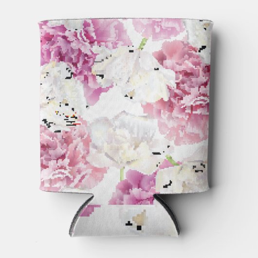 Roze Pioen Witte Tulp Blikjeskoeler (Voorkant)