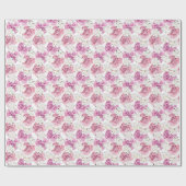 Roze Pioen Witte Tulp Cadeaupapier (Vlak)