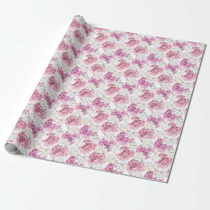 Roze Pioen Witte Tulp Cadeaupapier