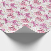 Roze Pioen Witte Tulp Cadeaupapier (Hoek)
