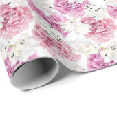 Roze Pioen Witte Tulp Cadeaupapier (Rol Hoek)