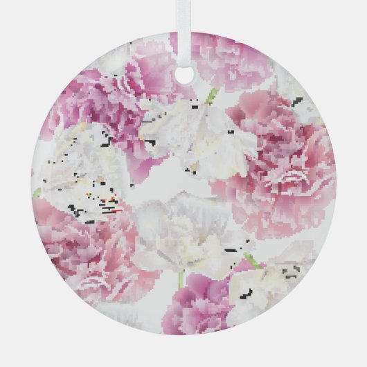 Roze Pioen Witte Tulp  Glas Ornament (Voorkant)