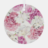 Roze Pioen Witte Tulp  Glas Ornament (Achterkant)