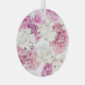 Roze Pioen Witte Tulp  Glas Ornament (Voorkant Rechts)