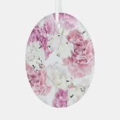 Roze Pioen Witte Tulp  Glas Ornament (Voorkant links)