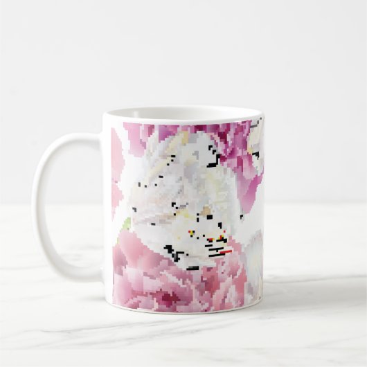 Roze Pioen Witte Tulp  Koffiemok (Links)