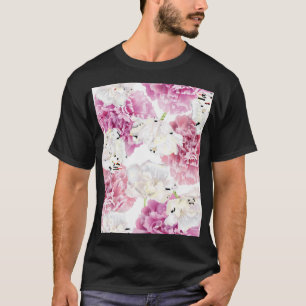 Roze Pioen Witte Tulp T-shirt
