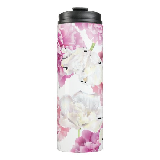 Roze Pioen Witte Tulp  Thermosbeker (Voorkant)