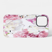 Roze Pioen Witte Tulp Vintage iPhone Hoesje (Achterkant horizontaal)