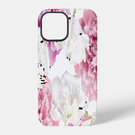 Roze Pioen Witte Tulp Vintage iPhone Hoesje (Achterkant)