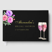 Roze Pioenblaadjes en Prosecco Bruidsdiner Gastenboek (Voorkant)