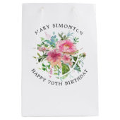  Roze Pioenbloem 70e Verjaardag Medium Cadeauzakje (Voorkant)