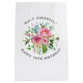  Roze Pioenbloem 70e Verjaardag Medium Cadeauzakje (Achterkant)