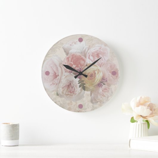  Roze Pioenbloem Bloesem Romantisch Decor Grote Klok (Huis)