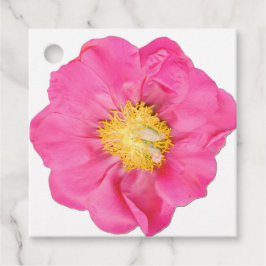 Roze Pioenbloem Botanische Vierkante Favor Taglabe Bedankjes Labels