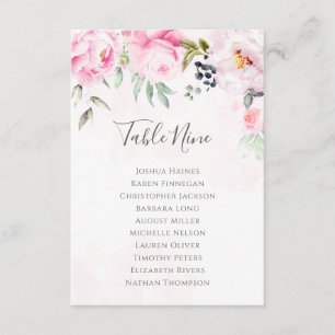 Roze Pioenbloem bruiloft Zitting Grafiek Tabel Pla