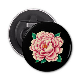  roze pioenbloem button flesopener