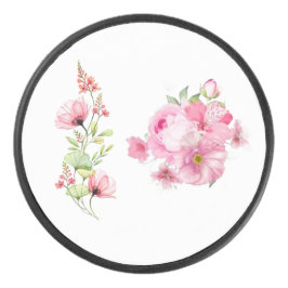 Roze Pioenbloem Foto met Vintage Uitstraling Hockey Puck