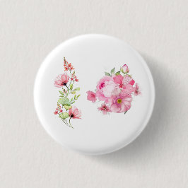 Roze Pioenbloem Foto met Vintage Uitstraling Ronde Button 3,2 Cm