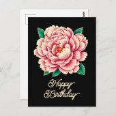 roze pioenbloem Happy Birthday Briefkaart (Voorkant / Achterkant)