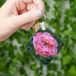 Roze Pioenbloem Sleutelhanger