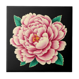  roze pioenbloem tegeltje