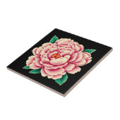 roze pioenbloem tegeltje (Zijkant)