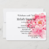 Roze Pioenbloem Verjaardag Kaart (Achterkant)