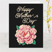 Roze pioenbloem Zwart Moederdag Kaart (Gele Bloem)