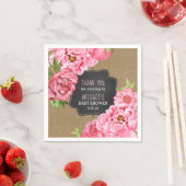 Roze Pioenbloemen burlap baby shower decor Servetten (Insitu)