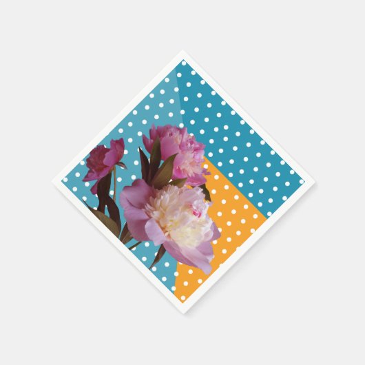 Roze pioenbloemen Elegante papieren servetten (Hoek)